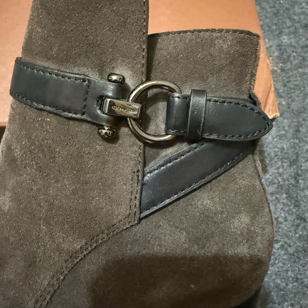Coach Brown and Black Ankle Booties with Strap Detail - Picture 4 of 6